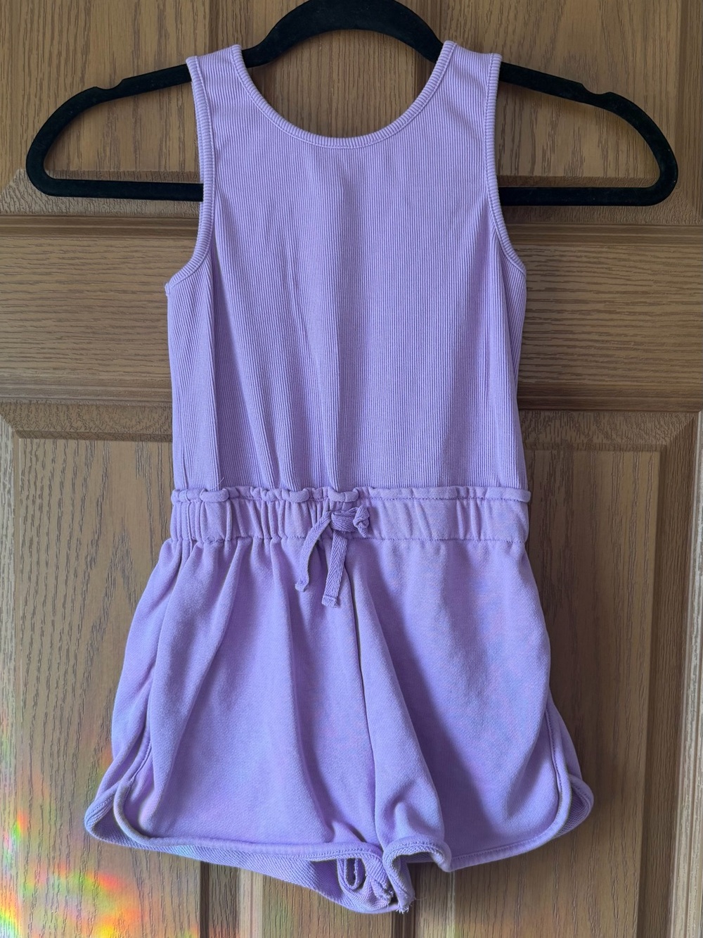 btween Lavender Ribbed Tank Romper with Drawstring